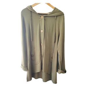 Peyton Primrose Army Green Hi Low Lightweight Hooded Jacket Size XL New with Tag